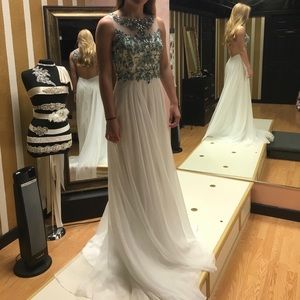 White beaded prom dress